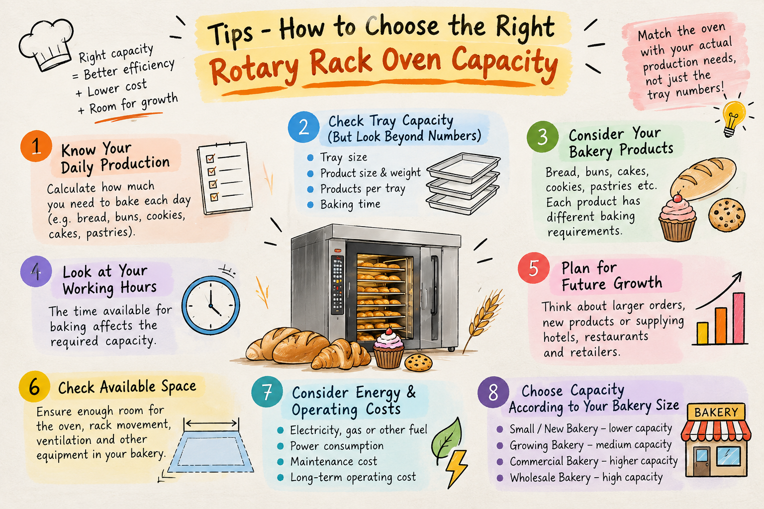 Tips for choosing the right rotary rack oven capacity for a bakery
